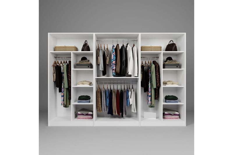Nagouri Garderobesskåp 280x190 cm - Hvit - Oppbevaring - Klesoppbevaring - Garderober & garderobesystem - Garderobeskap & klesskap