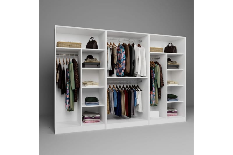 Nagouri Garderobesskåp 280x190 cm - Hvit - Oppbevaring - Klesoppbevaring - Garderober & garderobesystem - Garderobeskap & klesskap