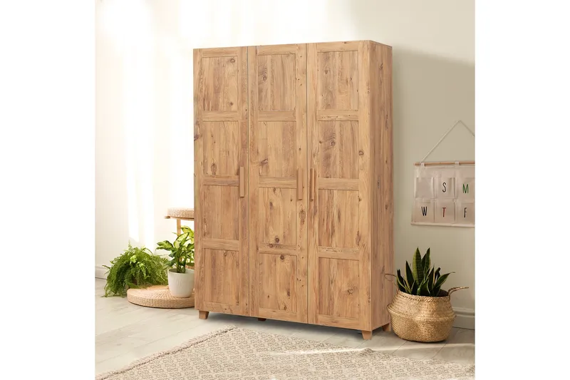 Nancey Garderobe 189 cm - Tre / Natur - Oppbevaring - Klesoppbevaring - Garderober & garderobesystem