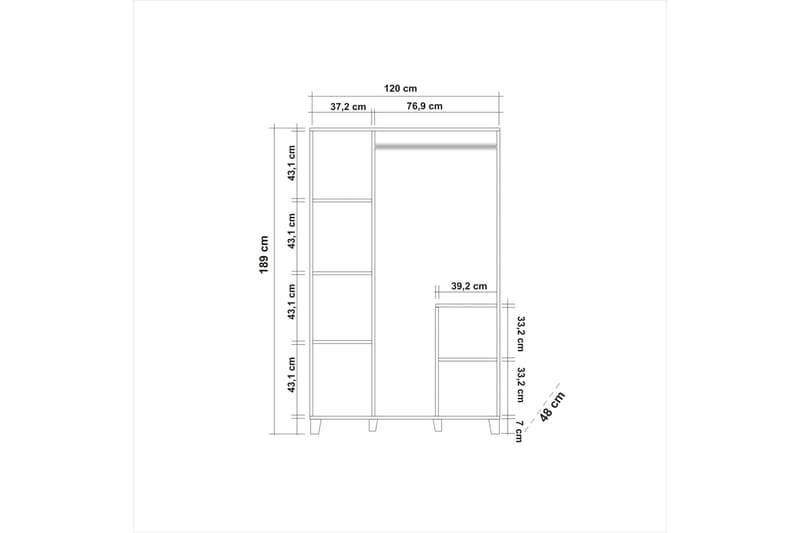 Nancey Garderobe 189 cm - Tre / Natur - Oppbevaring - Klesoppbevaring - Garderober & garderobesystem