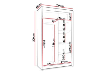 Narbonne Garderobe 100x200 cm - Beige - Oppbevaring - Klesoppbevaring - Garderober & garderobesystem