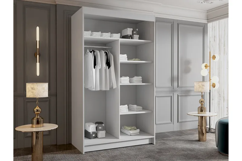 Narbonne Garderobe med Speil 100x200 cm - Svart - Oppbevaring - Klesoppbevaring - Garderober & garderobesystem