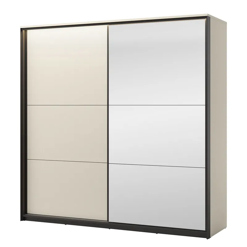 Navron Garderobeskapeskap med speil 220x221 cm, Beige