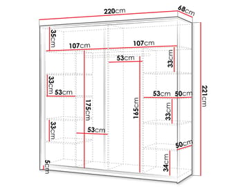 Navron Garderobeskapeskap med speil 220x221 cm - Beige - Oppbevaring - Klesoppbevaring - Garderober & garderobesystem