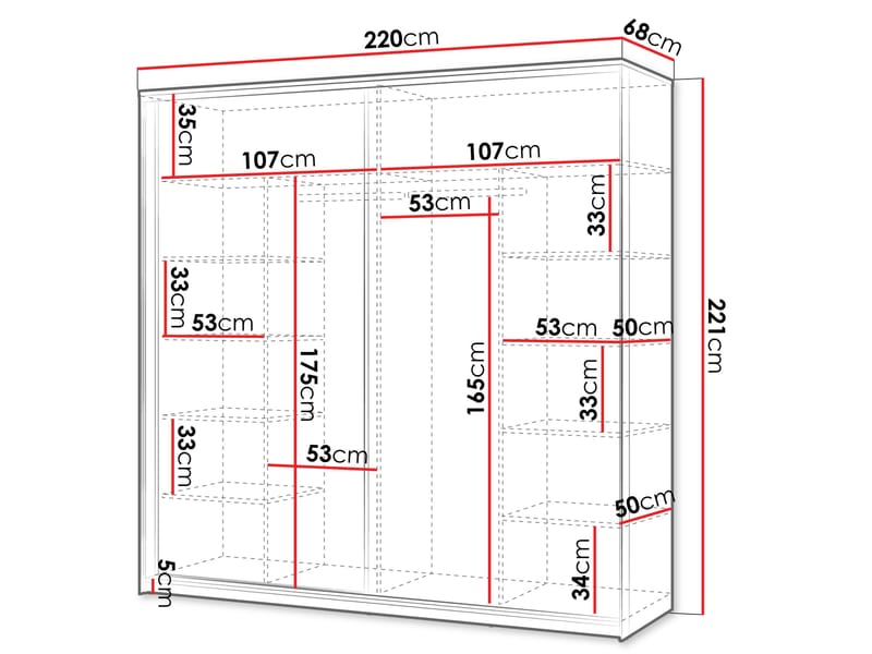 Navron Garderobeskapeskap med speil 220x221 cm - Beige - Oppbevaring - Klesoppbevaring - Garderober & garderobesystem