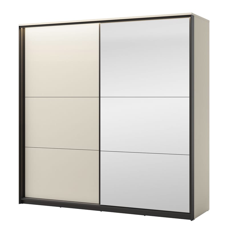 Navron Garderobeskapeskap med speil 220x221 cm, Beige