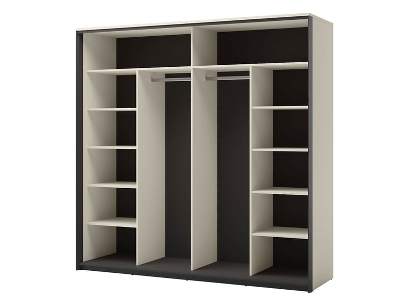 Navron Garderobeskapeskap med speil 220x221 cm - Beige - Oppbevaring - Klesoppbevaring - Garderober & garderobesystem