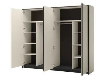 Navron Garderobeskapeskap med speil 251x215 cm - Beige - Oppbevaring - Klesoppbevaring - Garderober & garderobesystem