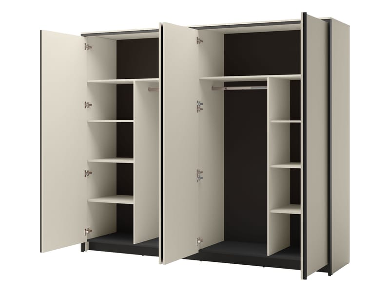 Navron Garderobeskapeskap med speil 251x215 cm - Beige - Oppbevaring - Klesoppbevaring - Garderober & garderobesystem