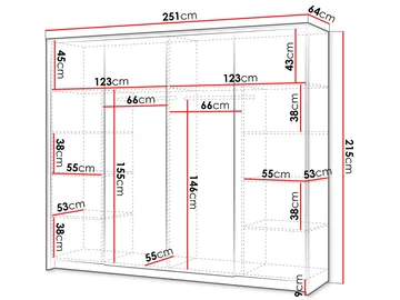 Navron Garderobeskapeskap med speil 251x215 cm - Beige - Oppbevaring - Klesoppbevaring - Garderober & garderobesystem