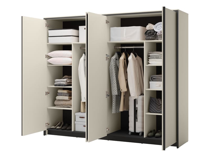 Navron Garderobeskapeskap med speil 251x215 cm - Beige - Oppbevaring - Klesoppbevaring - Garderober & garderobesystem