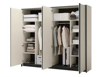 Navron Garderobeskapeskap med speil 251x215 cm - Beige - Oppbevaring - Klesoppbevaring - Garderober & garderobesystem