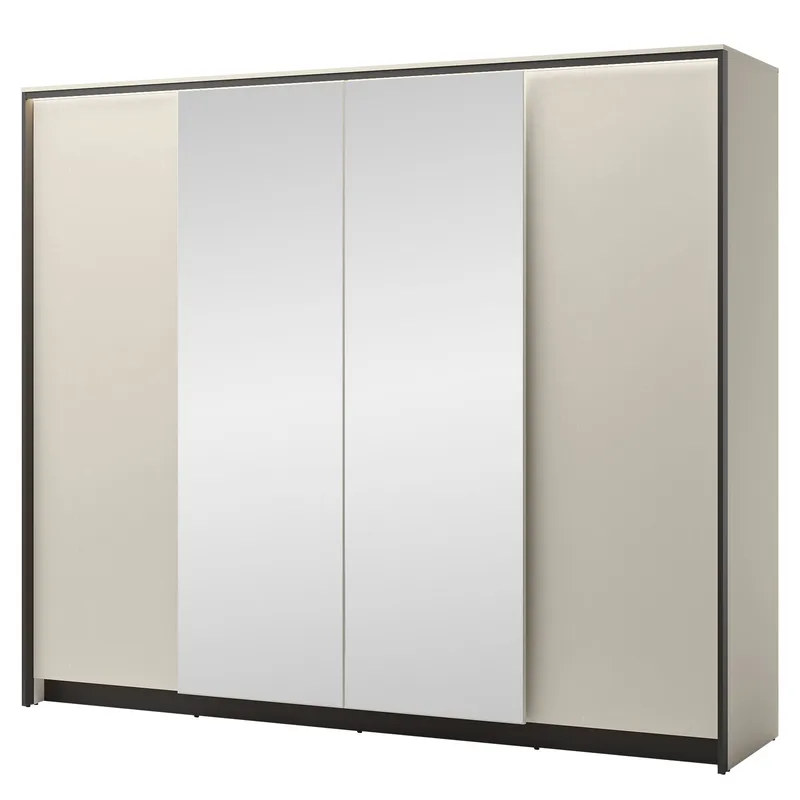 Navron Garderobeskapeskap med speil 251x215 cm, Beige