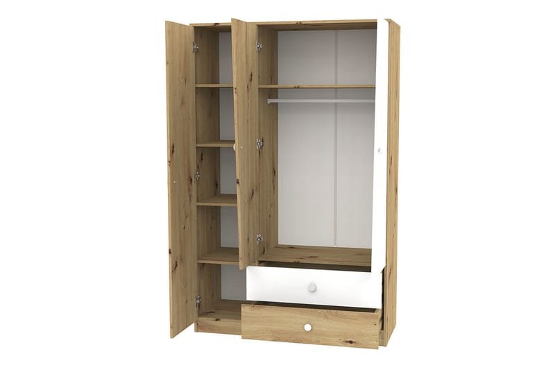Nero Garderobe 120 cm - Natur/Hvit - Oppbevaring - Klesoppbevaring - Garderober & garderobesystem