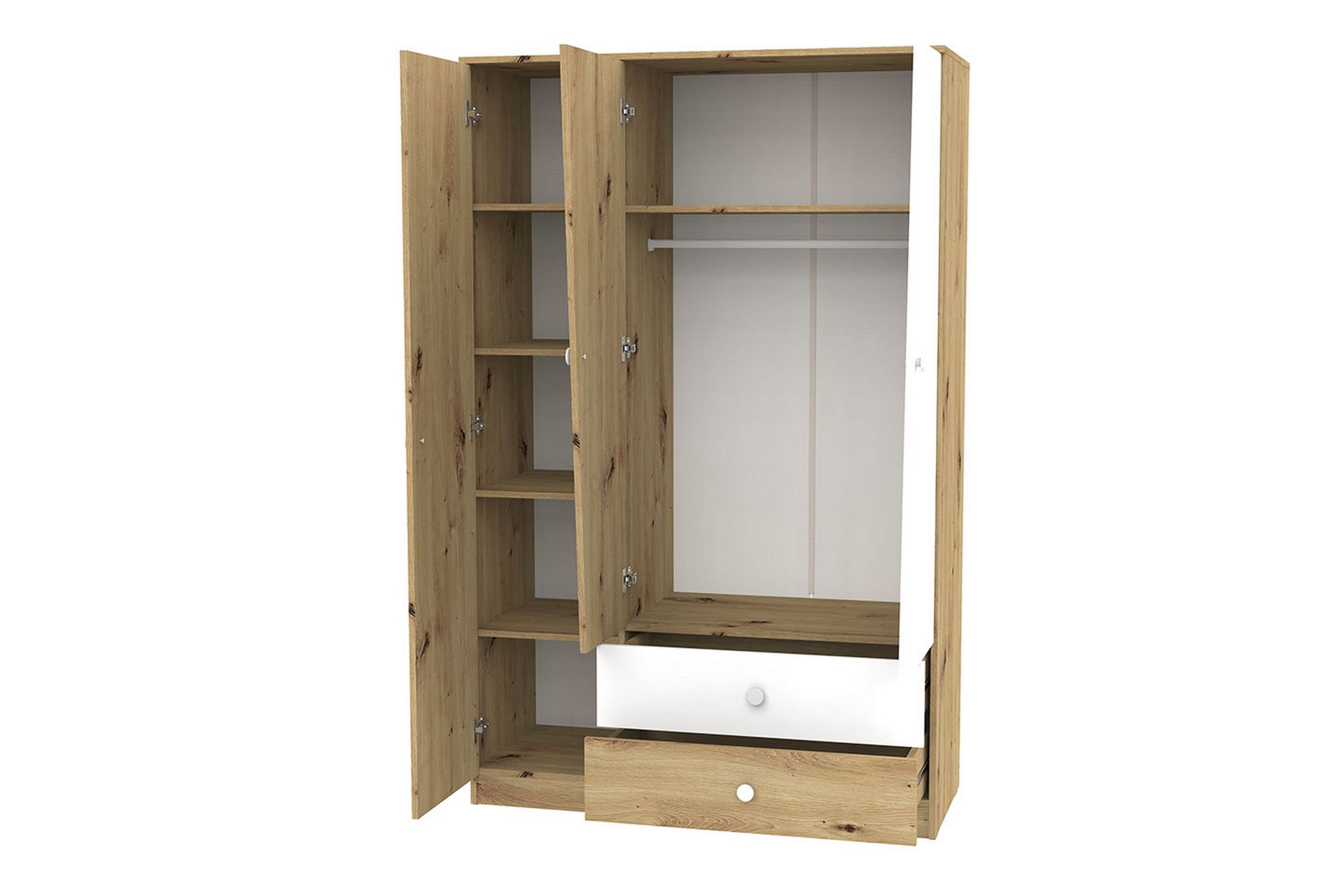 Nero Garderobe 120 cm - Natur/Hvit/Grå - Oppbevaring - Klesoppbevaring - Garderober & garderobesystem