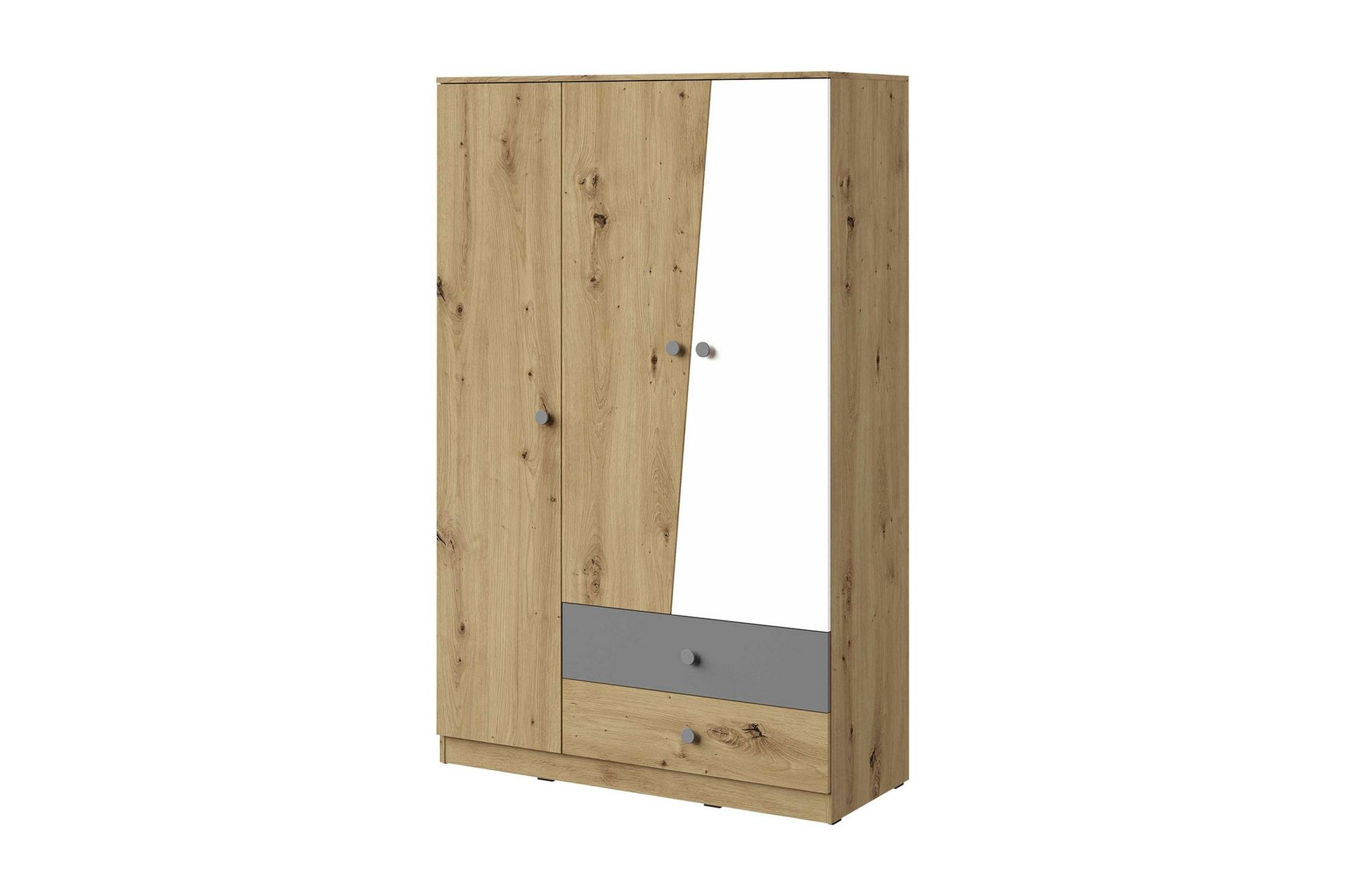 Nero Garderobe 120 cm - Natur/Hvit/Grå