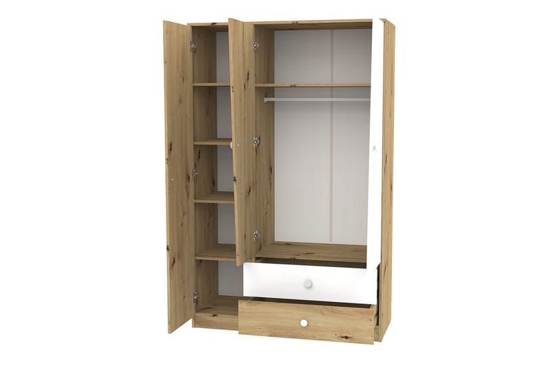 Nero Garderobe 120 cm - Natur/Hvit/Grå - Oppbevaring - Klesoppbevaring - Garderober & garderobesystem - Garderobeskap & klesskap