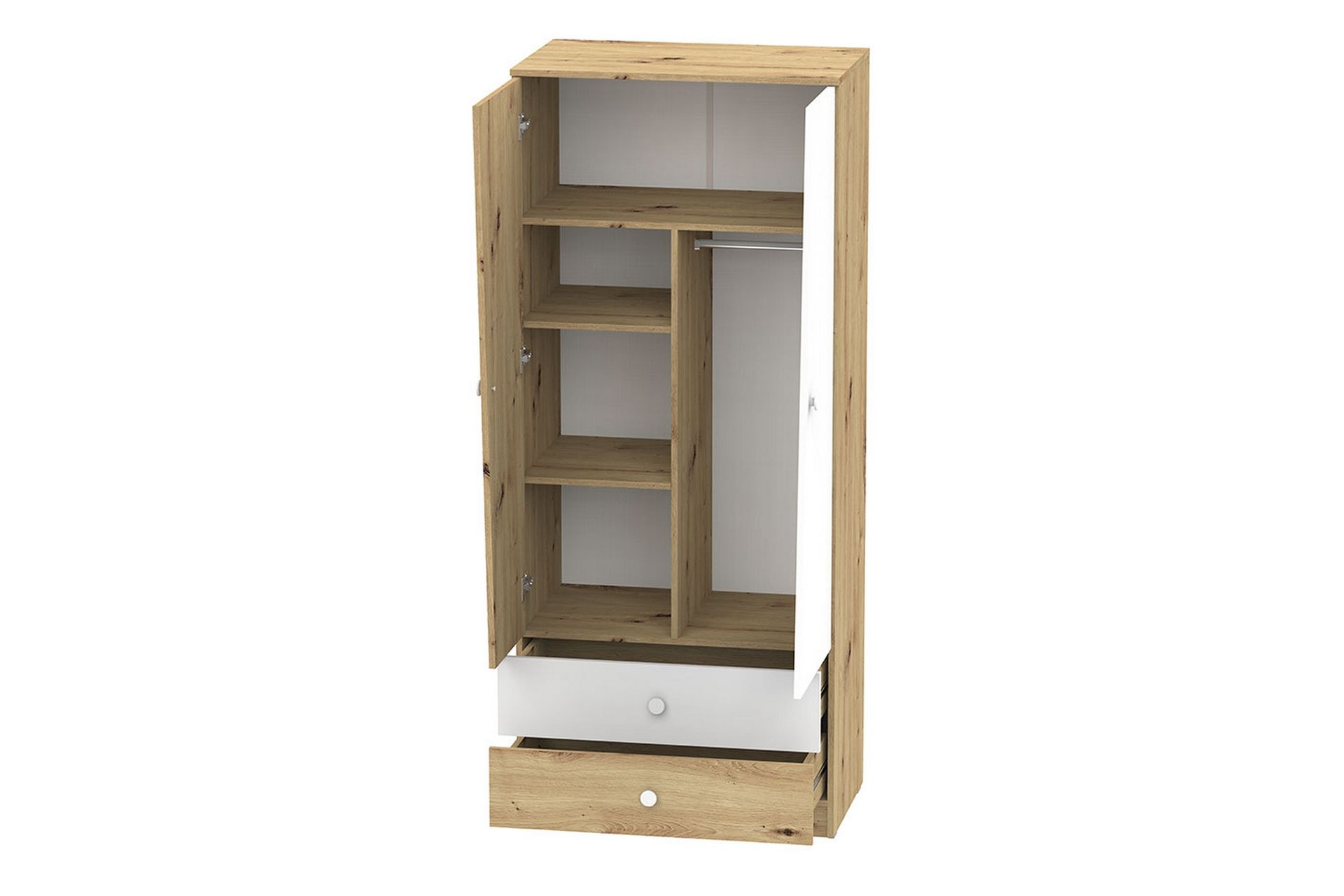Nero Garderobe 80 cm - Natur/Hvit/Grå - Oppbevaring - Klesoppbevaring - Garderober & garderobesystem