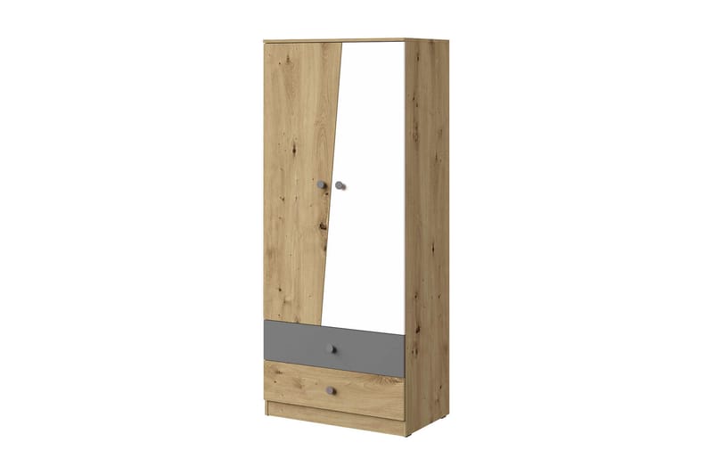 Nero Garderobe 80 cm - Natur/Hvit/Grå - Oppbevaring - Klesoppbevaring - Garderober & garderobesystem