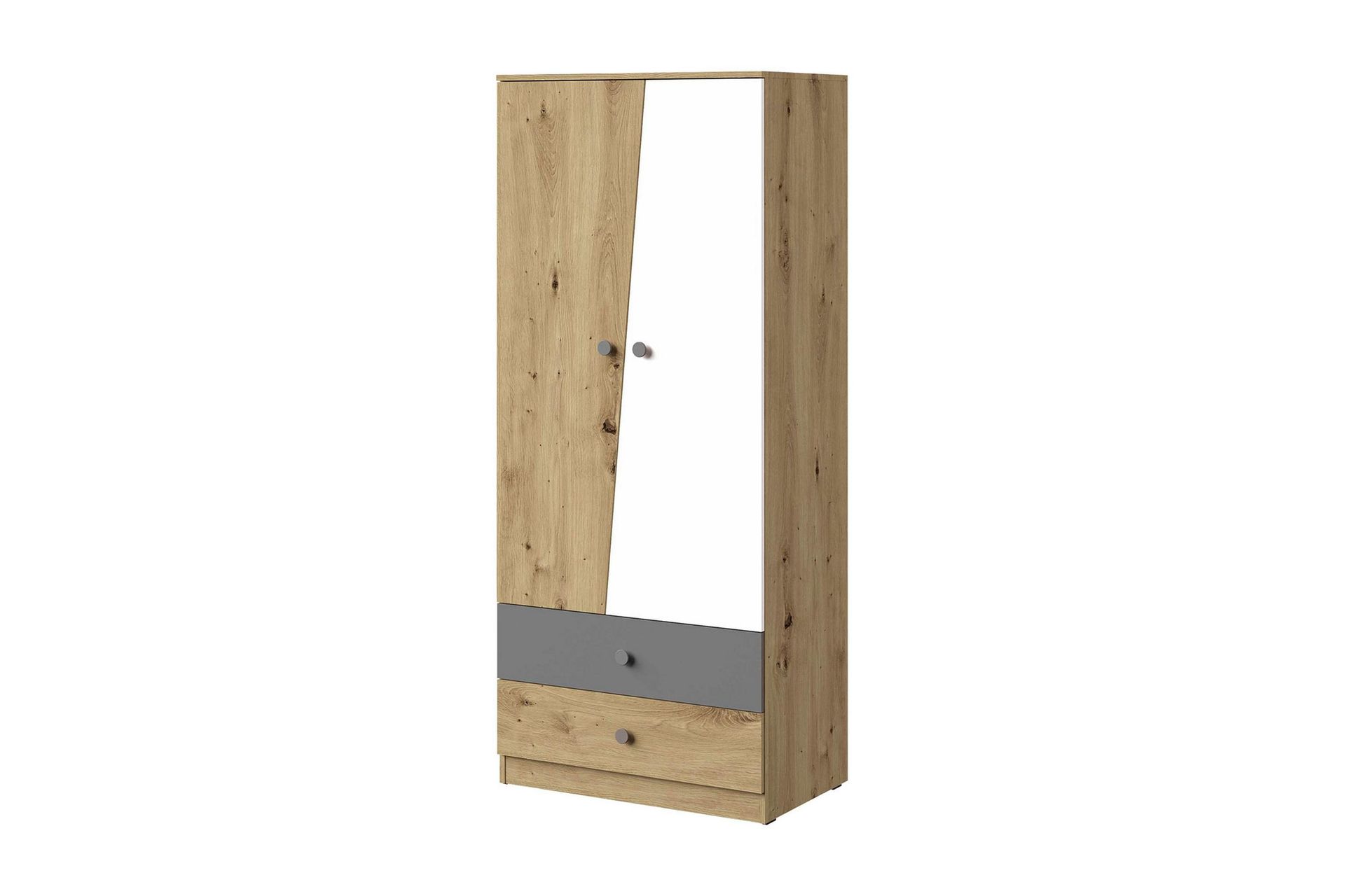 Nero Garderobe 80 cm - Natur/Hvit/Grå
