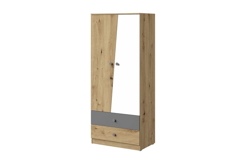 Nero Garderobe 80 cm, Natur/Hvit/Grå