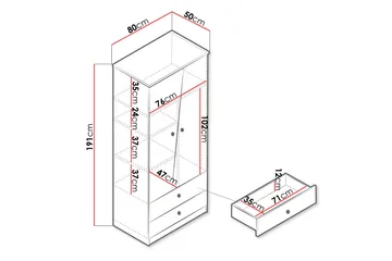Nero Garderobe 80 cm - Natur/Hvit/Grå - Oppbevaring - Klesoppbevaring - Garderober & garderobesystem