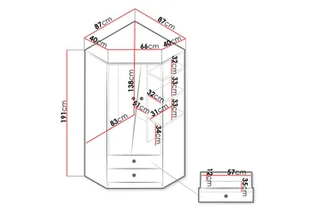 Nero Garderobe 87 cm - Natur/Hvit/Grå - Oppbevaring - Klesoppbevaring - Garderober & garderobesystem - Hjørnegarderobe