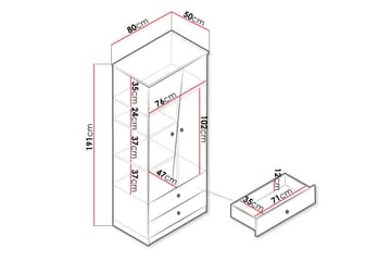 Nero Garderobe med Skuffer 80 cm i Eik - Hvit|Beige - Oppbevaring - Klesoppbevaring - Garderober & garderobesystem