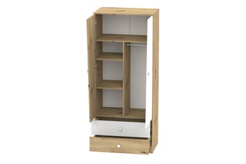 Nero Garderobe med Skuffer 80 cm i Eik - Hvit|Beige - Oppbevaring - Klesoppbevaring - Garderober & garderobesystem