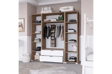 Nordhs Garderobe 140x182 cm - Lys brun/Hvit - Oppbevaring - Klesoppbevaring - Garderober & garderobesystem