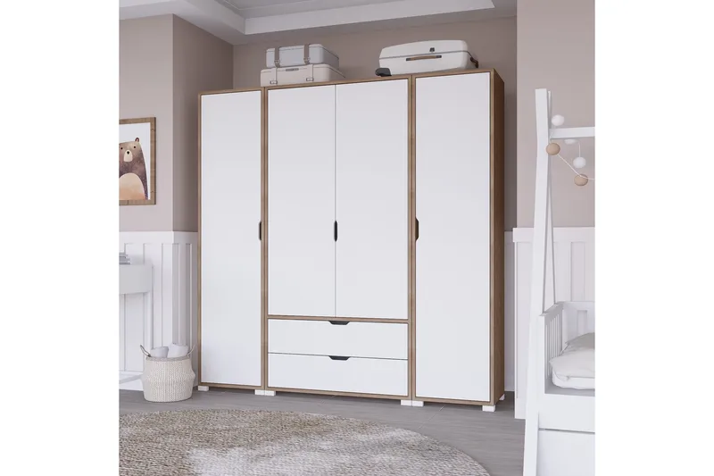 Nordhs Garderobe 140x182 cm - Lys brun/Hvit - Oppbevaring - Klesoppbevaring - Garderober & garderobesystem