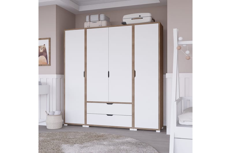 Nordhs Garderobe 140x182 cm - Lys brun/Hvit - Oppbevaring - Klesoppbevaring - Garderober & garderobesystem