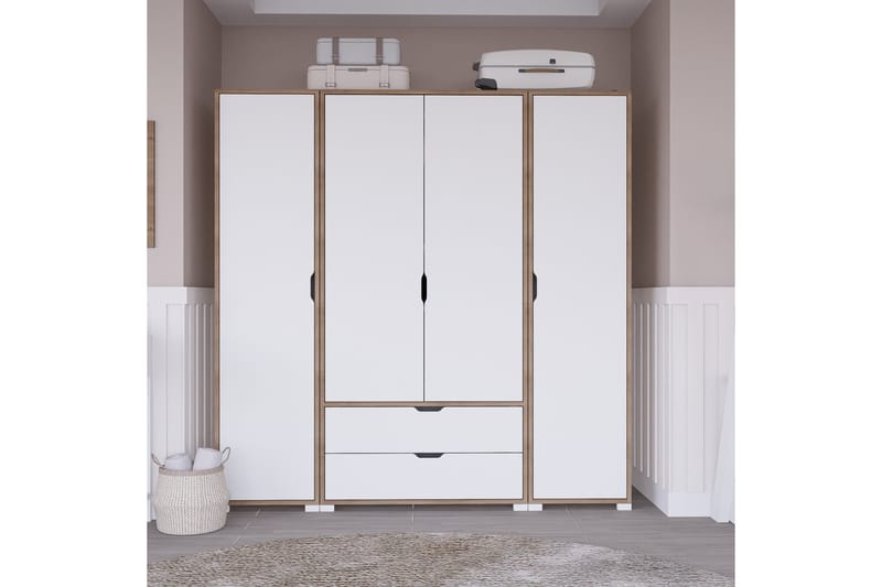 Nordhs Garderobe 140x182 cm, Lys brun/Hvit