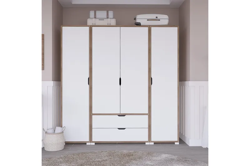Nordhs Garderobe 140x182 cm, Lys brun/Hvit
