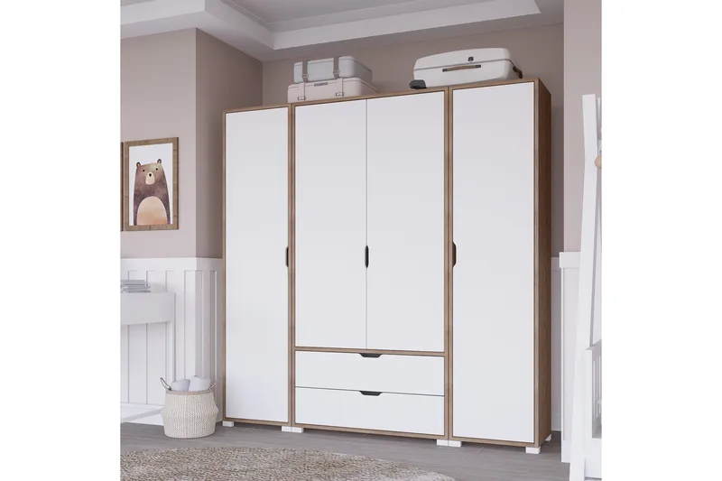 Nordhs Garderobe 140x182 cm - Lys brun/Hvit - Oppbevaring - Klesoppbevaring - Garderober & garderobesystem