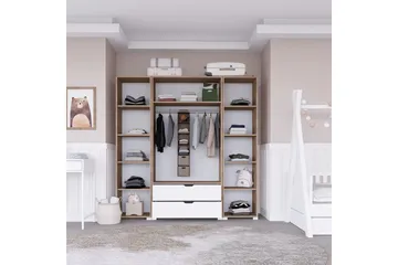 Nordhs Garderobe 140x182 cm - Lys brun/Hvit - Oppbevaring - Klesoppbevaring - Garderober & garderobesystem