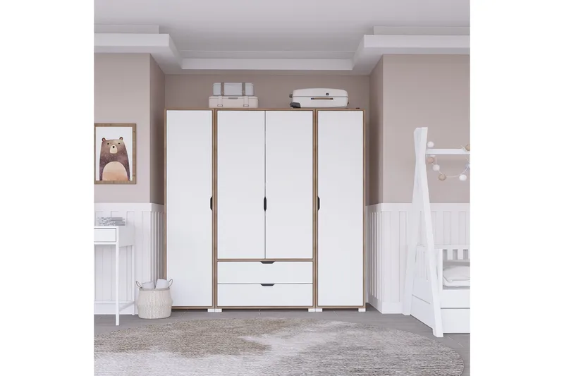 Nordhs Garderobe 140x182 cm - Lys brun/Hvit - Oppbevaring - Klesoppbevaring - Garderober & garderobesystem