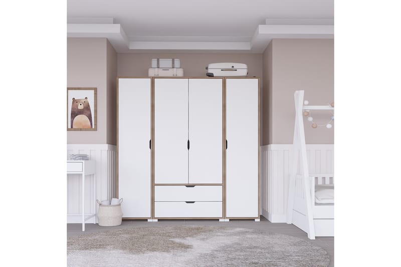 Nordhs Garderobe 140x182 cm - Lys brun/Hvit - Oppbevaring - Klesoppbevaring - Garderober & garderobesystem