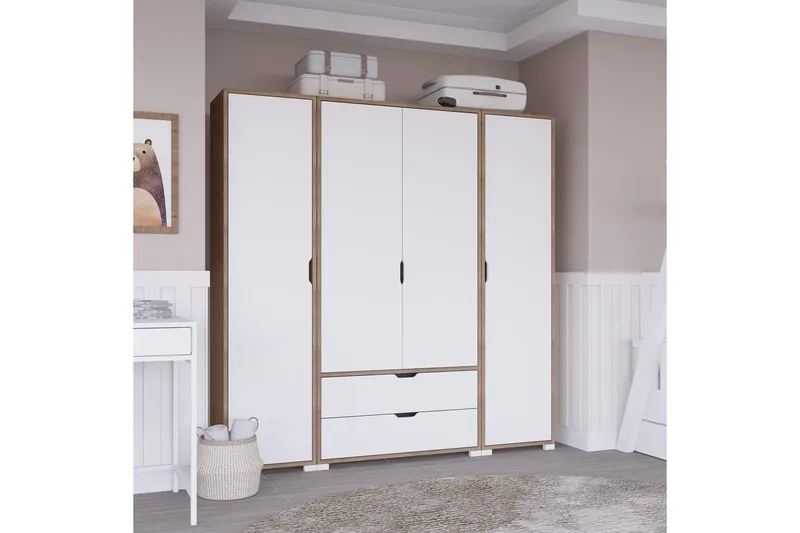 Nordhs Garderobe 140x182 cm - Lys brun/Hvit - Oppbevaring - Klesoppbevaring - Garderober & garderobesystem