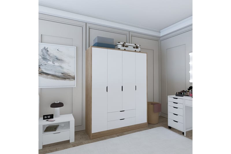 Nordhs Garderobe 170x183 cm - Lys brun/Hvit - Oppbevaring - Klesoppbevaring - Garderober & garderobesystem