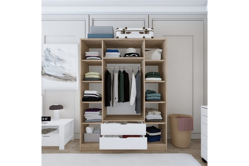 Nordhs Garderobe 170x183 cm - Lys brun/Hvit - Oppbevaring - Klesoppbevaring - Garderober & garderobesystem