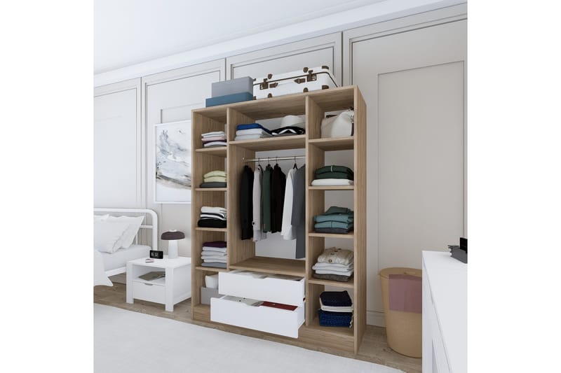 Nordhs Garderobe 170x183 cm - Lys brun/Hvit - Oppbevaring - Klesoppbevaring - Garderober & garderobesystem