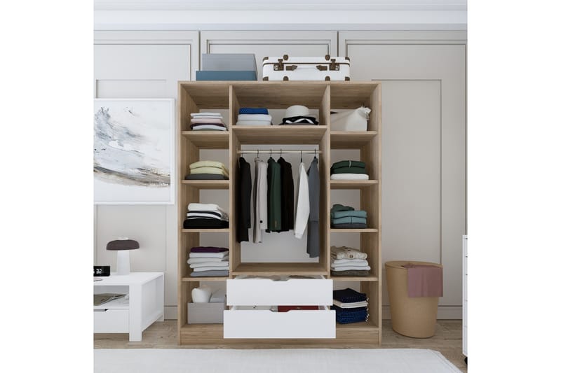 Nordhs Garderobe 170x183 cm - Lys brun/Hvit - Oppbevaring - Klesoppbevaring - Garderober & garderobesystem