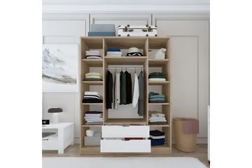 Nordhs Garderobe 170x183 cm - Lys brun/Hvit - Oppbevaring - Klesoppbevaring - Garderober & garderobesystem