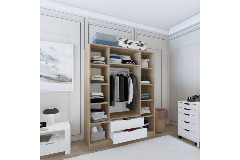 Nordhs Garderobe 170x183 cm - Lys brun/Hvit - Oppbevaring - Klesoppbevaring - Garderober & garderobesystem