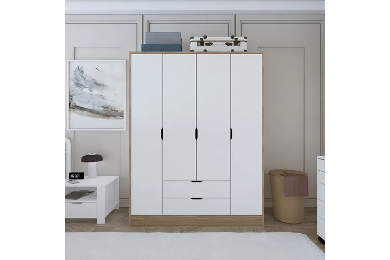 Nordhs Garderobe 170x183 cm - Lys brun/Hvit - Oppbevaring - Klesoppbevaring - Garderober & garderobesystem