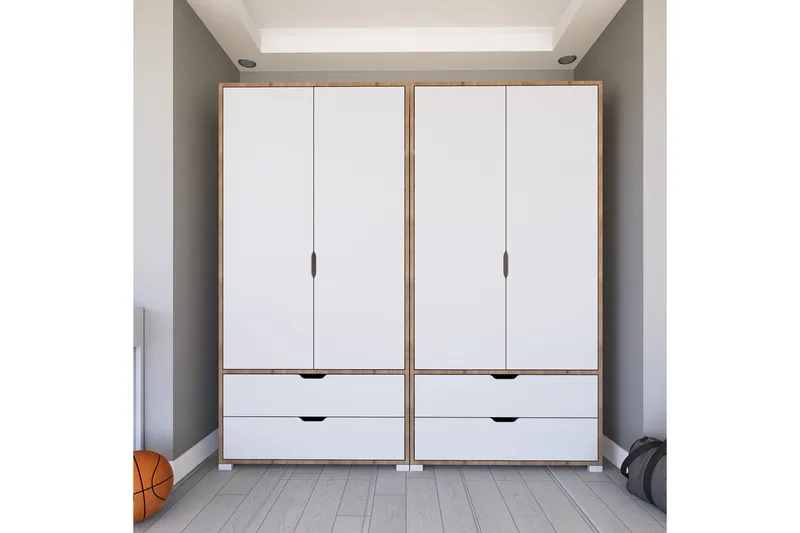Nordhs Garderobe 180x183 cm, Lys brun/Hvit