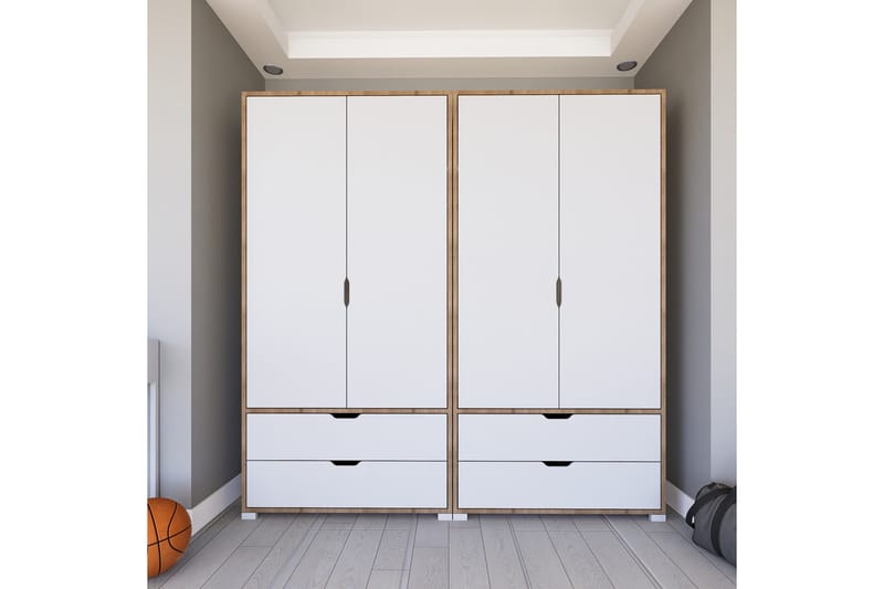 Nordhs Garderobe 180x183 cm, Lys brun/Hvit