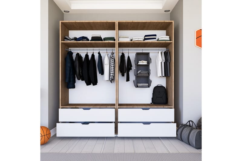 Nordhs Garderobe 180x183 cm - Lys brun/Hvit - Oppbevaring - Klesoppbevaring - Garderober & garderobesystem