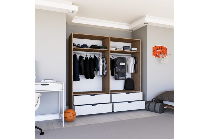 Nordhs Garderobe 180x183 cm - Lys brun/Hvit - Oppbevaring - Klesoppbevaring - Garderober & garderobesystem